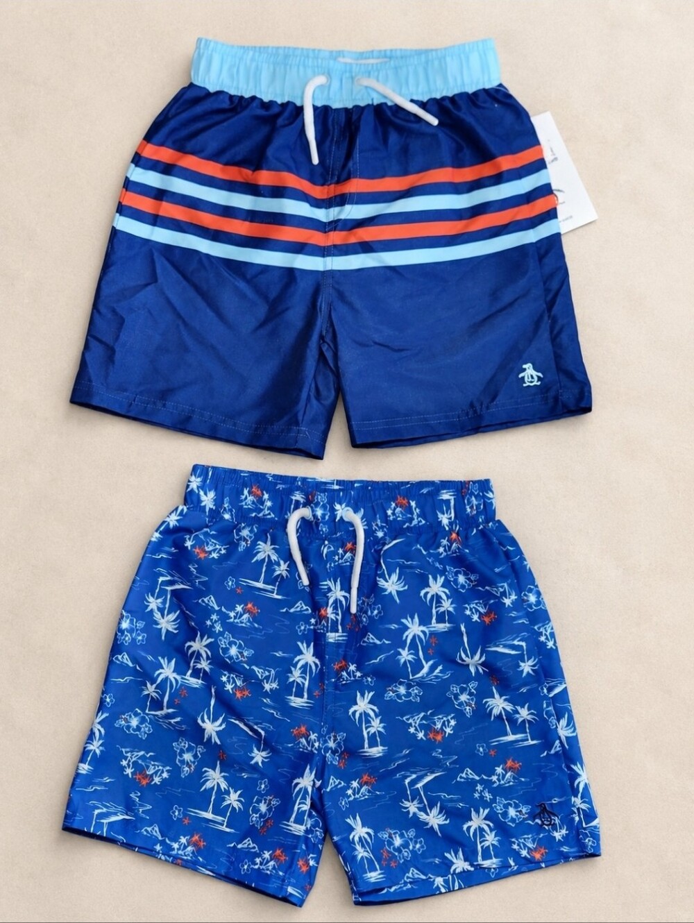 Original Penguin Boys Swim Trunks 2 Pack NWT Tropical Stripe Size 5